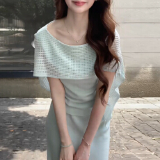 批发夏日温柔法式蓝色<b class='q'>连衣裙</b>子<b class='q'>女</b>夏季2026新款巨好看漂亮两件套装长<b class='q'>裙</b>