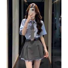 批发夏季女装甜酷学院风jk制服<b class='q'>连衣裙</b>韩剧女主穿搭盐系轻熟两件套装裙