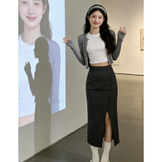 批发2026新款韩系高级感穿搭一整套裙子女夏季灰色系开衫长裙三件套装
