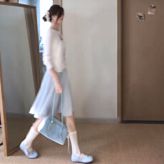 批发白色针织开衫半身连衣裙小个子女2026新款早秋季韩系穿搭一整套装