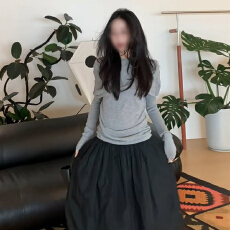 批发韩系灰色长袖披肩T恤半身连衣裙子女早秋季2026新款穿搭一整套装