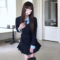 批发韩系英伦漂亮学院风出片裙子早秋季新款千金风绝美<b class='q'>衬衫</b>连衣裙套装
