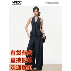 4月5号新品WESTAYONE新品韩系通勤仿天丝牛仔套装蝴蝶结