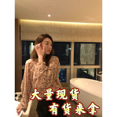 批发Gakee official V领花纹<b class='q'>雪纺衫女</b>春季款轻奢气质宽松透气长袖衬衣