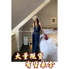 批发Gakee official 蓝色牛仔<b class='q'>连体</b>裤女夏季新款复古工装一体式连<b class='q'>衣裤</b>