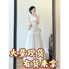 批发富家千金风<b class='q'>亮片</b>蕾丝<b class='q'>背心</b>连衣裙女生日礼服高级感气质收腰网纱长裙