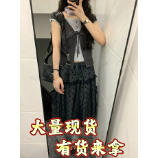批发复古学院风套装女夏季新款假两件拼接泡泡袖<b class='q'>衬衫</b><b class='q'>波点</b>半身裙两件套