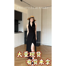 批发JIJINQI时尚气质显瘦修身收腰法式设计感条纹<b class='q'>连衣裙</b>女