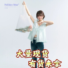 批发霍里德地图 “薄荷晨光”<b class='q'>蕾丝</b>花边蝴蝶结系带v领泡泡袖<b class='q'>开衫</b>上衣
