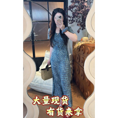批发碧野丹珠夏季法式<b class='q'>复古</b>斜裁碎花茶歇收腰显瘦优雅<b class='q'>连衣裙</b>