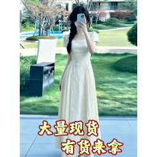 批发<b class='q'>蕾丝</b>白色<b class='q'>连衣裙</b>子女夏2026新款小众高级感收腰温柔赫本风漂亮长裙