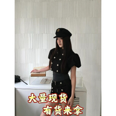 批发HYTEMOLY复古宫廷风牛仔<b class='q'>套装</b>泡泡袖短款短袖上衣中低腰短裤两件套