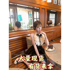 批发Tomoyois蔷薇夜昙 <b class='q'>日系</b>千金感挂脖蛋糕蝴蝶结蓬蓬裙<b class='q'>连衣裙</b>