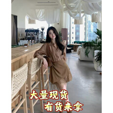 批发Liixu 法式气质慵懒风套<b class='q'>装</b>女Polo领衬衫<b class='q'>连衣</b>裙高腰短裤时髦两件套