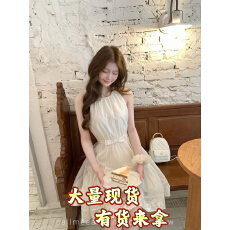 批发CallmeEar//小夜百合莱赛尔无袖连衣裙收腰显瘦<b class='q'>甜美</b>a字裙
