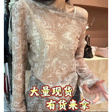 批发早秋新款斜肩修身显瘦长袖小衫女百搭上衣#26650