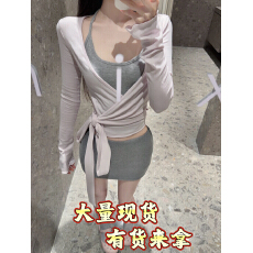 批发Skk Store 露思同款 奢感醋酸天丝羊毛主推芭蕾绑带长袖T恤套装!
