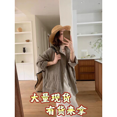 批发设计感小众亚麻薄款<b class='q'>衬衫</b><b class='q'>外套</b>工装风衣女夏季防晒棉麻松弛感上衣