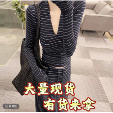 批发OS&oneshowV领长袖<b class='q'>半身裙</b>女韩版<b class='q'>条纹</b>2026秋季新款收腰包臀裙