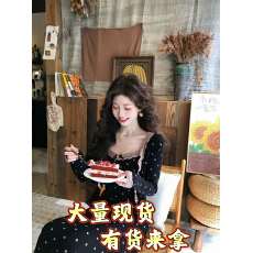 批发柔梦晚宴百搭开衫波点套女装法式温蕾丝拼接复古气质显瘦<b class='q'>连衣裙</b>