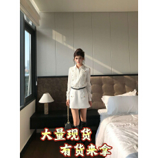 批发越韩小鱼Musefish 法式氛围 高级白色<b class='q'>衬衣</b><b class='q'>连衣裙</b>女气质拿破仑短裙