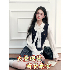 批发fragileheart易碎商店 韩系学院<b class='q'>蕾丝</b>拼接假两件上衣娃娃领衬衫秋