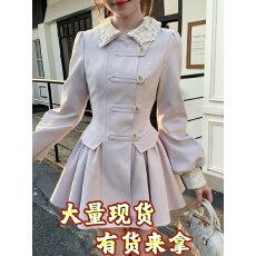 批发越韩小鱼Musefish 巴黎假日 法式甜美风衣连衣裙收腰显瘦短款外套
