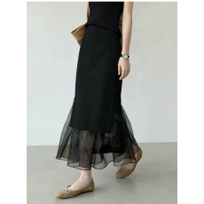 批发黑色网纱半身裙女2026夏季新款轻熟风优雅时髦<b class='q'>修身</b>气质显瘦鱼尾裙