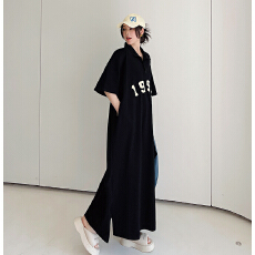 批发2026春夏上新/加长款大码POLO领裙子1994印花短袖<b class='q'>连衣裙</b>