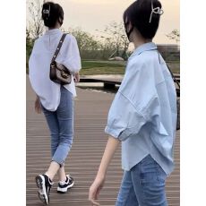 批发纯色<b class='q'>短袖</b><b class='q'>衬衫女</b>夏季2026新款法式气质衬衣休闲宽松上衣设计感小众