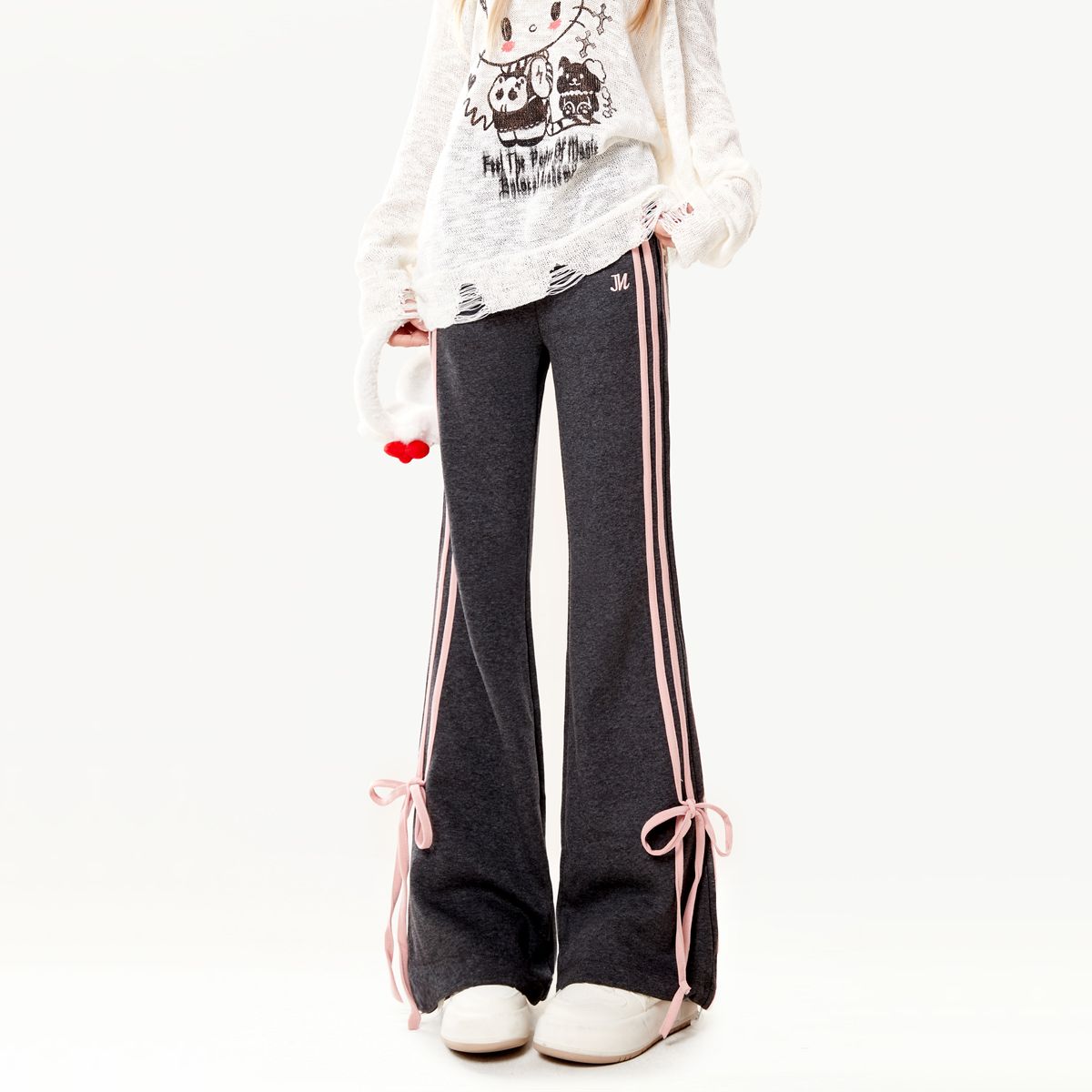 BY32055# 秋款灰色休闲裤 服裝批發女裝批發服飾貨源