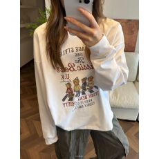 批发印花秋装束口长袖<b class='q'>T</b><b class='q'>恤</b>女宽松<b class='q'>纯棉</b>圆领上衣