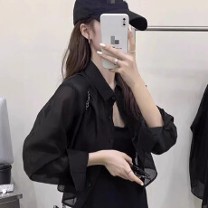 批发官图实价 防晒衣衬衫女夏外搭披肩短款开衫外套薄空调<b class='q'>罩衫</b>上衣