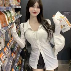 批发官图实价 轻熟收腰<b class='q'>衬衫</b>女春秋新款修身显瘦气质<b class='q'>长袖</b>中长上衣外套