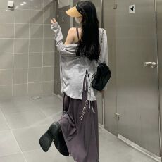 批发官图实价 天丝螺纹 开衫薄款女外搭<b class='q'>罩衫</b>春秋披肩中长款慵懒风上衣