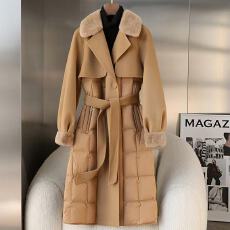 批发秋<b class='q'>冬</b>季新款仿水貂毛羊毛大衣毛呢白鸭绒爆款轻薄羽绒服女