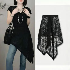 批发爆款时尚复古设计显瘦<b class='q'>蕾丝</b><b class='q'>半身裙</b>屁帘夏季新款不规则2025个性围裙