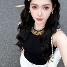 批发<b class='q'>冬</b>季内搭小香风金色挂脖针织吊带背心女名媛风高级感绝美无袖上衣