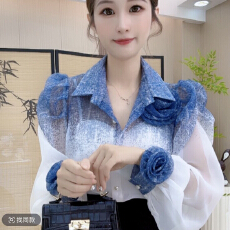 批发法式小众设计感立体花朵防晒衫长袖衣女2025新款气质百搭上衣