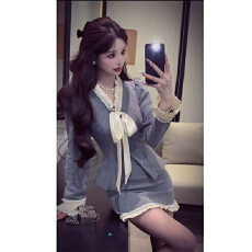 批发纯欲辣妹气质撞色蝴蝶结收腰上衣半裙<b class='q'>女</b>装2026春秋新款性感两件套