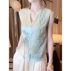 新中式国风重工刺绣马甲2026夏季新款宽松显瘦百搭减龄上衣两件