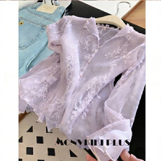 批发春夏季新款法式复古提花设计感收腰显瘦<b class='q'>衬衫</b>气质百搭<b class='q'>长袖</b>上衣女