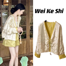 批发新中式国风上衣套装2026新款早春名媛<b class='q'>气质</b>国风<b class='q'>外套</b>短裤两件套女