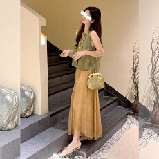 批发新中式女装老钱风坎肩通勤背心<b class='q'>马甲</b>2026年夏季清冷感禅意裙套装