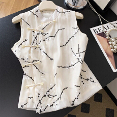 批发新中式<b class='q'>中国风</b><b class='q'>女装</b>立领斜襟盘扣无袖衬衫新款洋气外穿坎肩马甲上衣