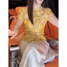 批发新中式上衣旗袍中国风女装时尚印花T恤短袖夏装复古盘扣小衫遮肉