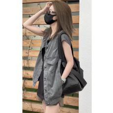 批发夏季韩版设计感时髦复古水洗牛仔马甲<b class='q'>百搭</b>休闲薄款无袖长款外套女