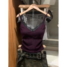 批发带胸垫V领蕾丝吊带女紧身显瘦辣妹风内搭设计感外穿短款上衣潮