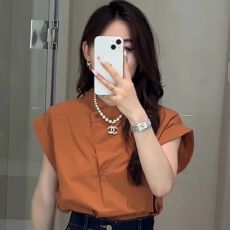 批发复古港风纯色小飞袖立领<b class='q'>衬衫</b>女<b class='q'>夏季</b>2026新款宽松百搭显瘦洋气<b class='q'>衬衣</b>