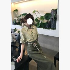 批发大码微胖mm巨好看夏装一整套新中式国风衬衫半身裙显瘦两件套装女